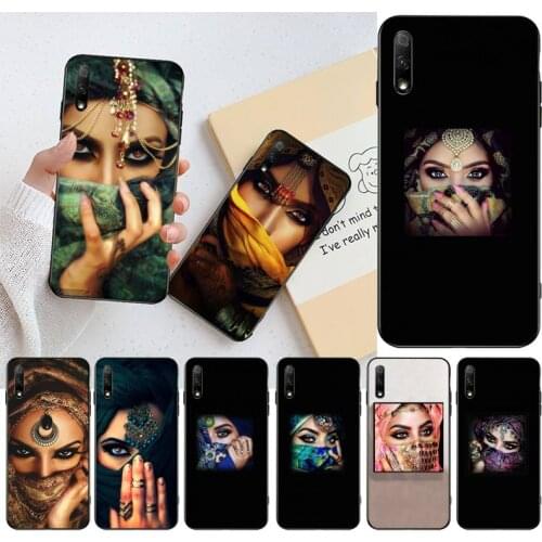 YJZFDYRM Luxury Muslim Islamic Gril Eye Makeup Luxury Phone Case for Huawei Honor 30 20 10 9 8 8x 8c v30 Lite view pro