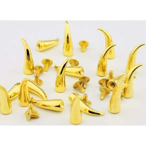 20sets 7x20mm golden Hook bullet rivets studs and spikes for clothes punk garment rivets for leather thorns remaches para cuero