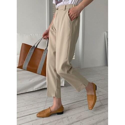 High-waisted Fork Trousers Women Spring New Sagging Feeling Loose Casual Straight Pants N428H