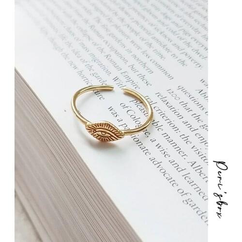 PerisBox Minimalist 925 Sterling Sliver Small Eye Rings for Women Open Stack Rings Personalized Initial Stacking Rings Bijoux