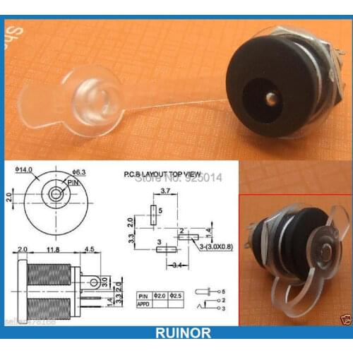 10PCS Waterproof plastic 5.5mm X 2.5mm DC socket mounting Power Chargers Nut 022