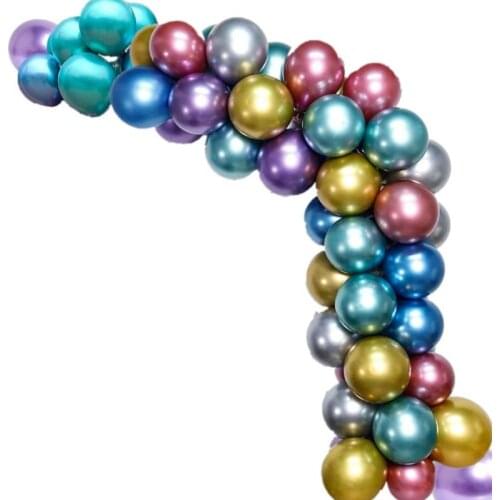 100 PCS Metallic Latex Balloons,12 Inch Multicolored Chrome Shiny Balloons For Christmas Festival Decoratios Supplies