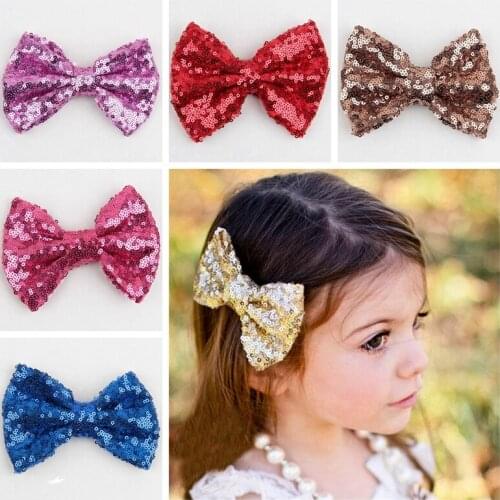 12pcs/set Children Sequin Barrettes Baby Girl Bow Hair Clip Photography Props Accessories Party Decoration New Year Gift
