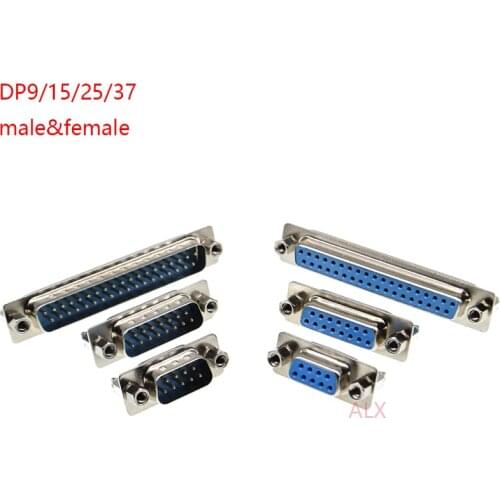 2PCS With fixed screw DP9 DP15 DP25 DP37 MALE feMALE PCB CONNECTOR Insert plate type D-Sub DB9 DB15 DB25 DB37 9/15/25/37 pin