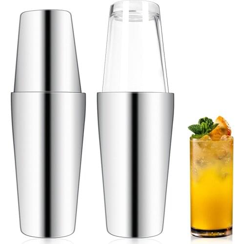 750ML Stainless Steel Cocktail Shaker Boston Cup Wine Mixer Drink Bottle Bar Tool for Bartender transparent Party Accessories