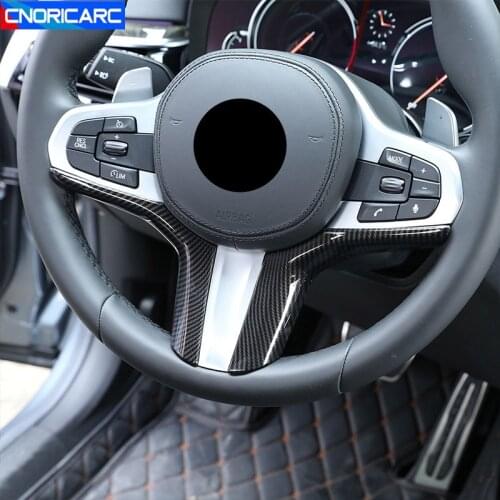 Car Styling Steering Wheel Frame Decoration Cover Carbon Fiber Color Stickers Trim For BMW 3 Series G20 G28 2020 Interior Decals