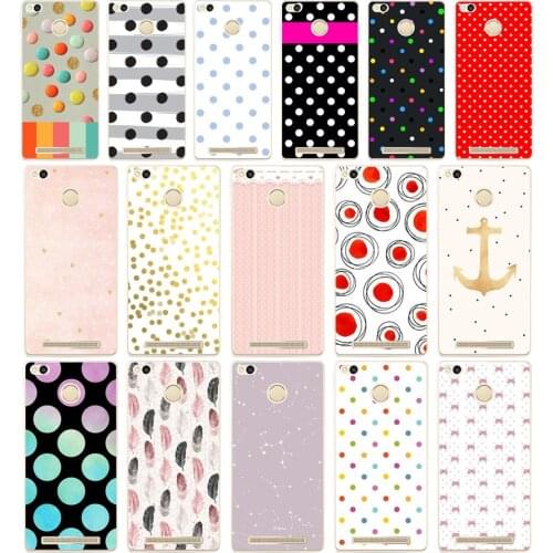 197DD Polka Dots Hard Transparent Cover Case for Xiaomi Redmi 3S 3Pro 4a 5 plus Note 4 4x 5a 4pro Mi5 mi a1