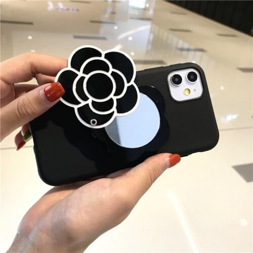 Girl Fashion Camellia Flower Make Up Mirror Soft Case Cover For Samsung Galaxy Note 20 10 9 8 S21 S20 FE Ultra S10E S10/9/8 Plus