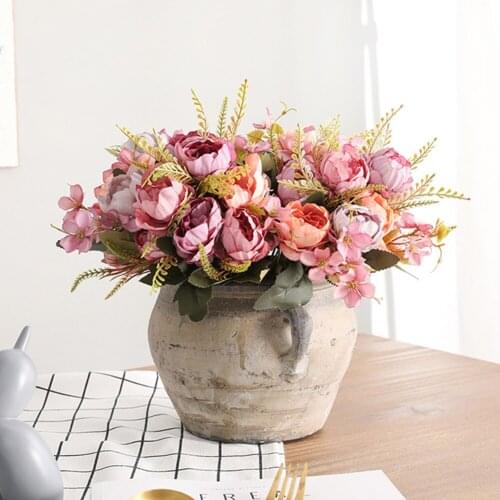 DIY Artificial Flower Bunch 5-head Peony Flower Home Decoration Porch Desktop Fake Flower Wedding Decoration Romantic Home Decor