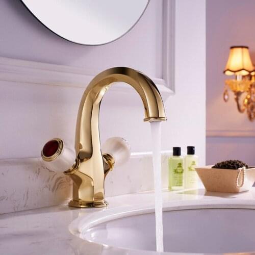 European all copper gold washbasin double handle single handle faucet washbasin under washbasin