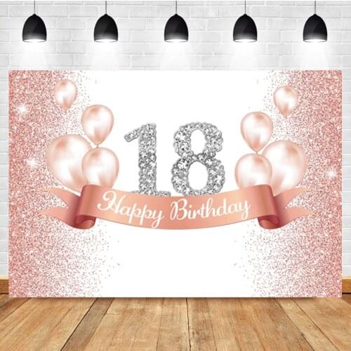 Laeacco 18th Diamond Happy Birthday Orange Balloon Sequins Custom Photography Backdrop Photo Background For Photo Studio