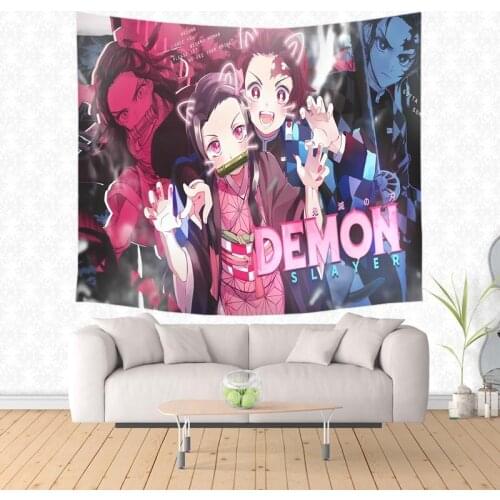 Demon Slayer Tapestries Wall Hanging Tapestry Bedroom Decor Camping Tent Travel Beach Picnic Mat Throw Rug