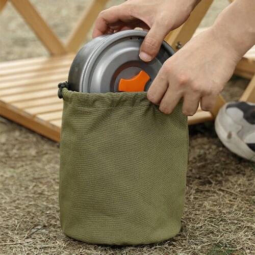 Canvas Cloth Drawstring Storage Bag Portable Large Capacity Canvas Bag Outdoor Camping Tableware Sundries Storage Bag d88