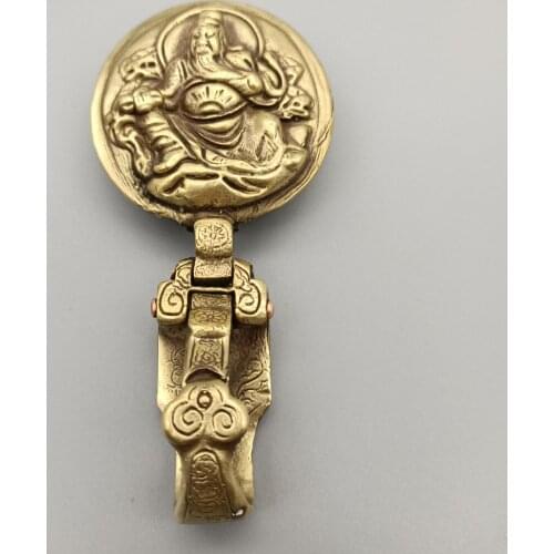 China Collection Brass Sculpture Guanyu Pattern Belt Buckle Metal Crafts Home Decoration