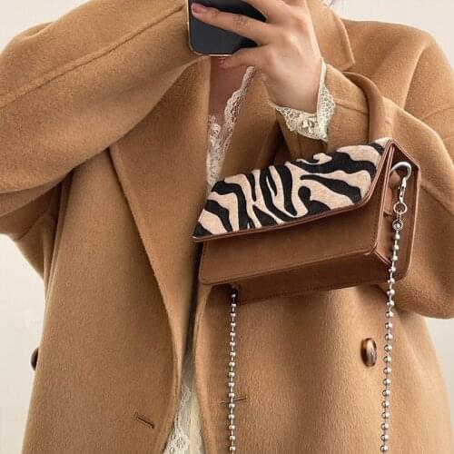 Zebra Pattern Small PU Leather Shoulder Bags for Women 2021 New Trending Chain Girl Retro Flip Cover Single Handbags Branded