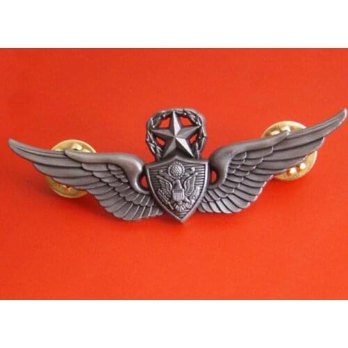 US ARMY MASTER FLIGHT SURGEON OFFICER WINGS STAR LAPEL INSIGNIA PIN METAL BADGE