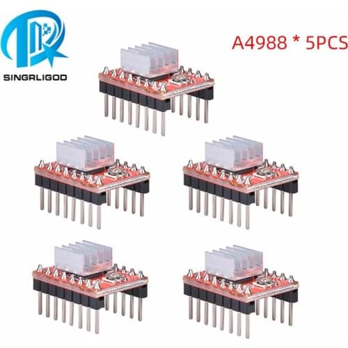 5PCS A4988 Stepper Motor Driver Module with Heatsink + Heat Sink 3D Printer Parts For SKR V1.3 1.4 GTR V1.0 MKS GEN V1.4 board
