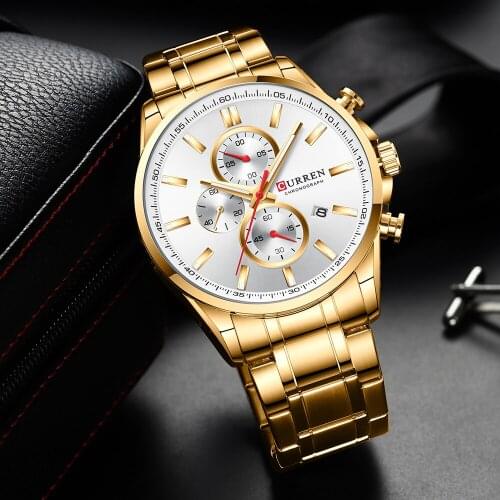 Men Watch CURREN Brand Stainless Steel Quartz Watch Men Chronograph Military Sport Clock Wrist Watch Male Relogio Masculino