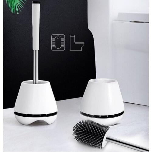 Toilet Brush Flexible Soft Bristles Brush With Quick Drying Holder for Bathroom Accessory Standing Household Long Handle Soft