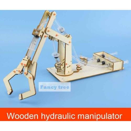 Science Creative Tecnologiadiy diy kit wooden Four-channel hydraulic mechanical arm (large size) small production steam toys