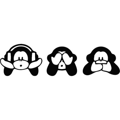 NO EVIL MONKEYS Car Body Stickers Window Door Decal Top Quality Waterproof ZP139