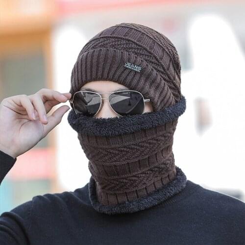 2019 new fashion bib hat dual-use hat autumn and winter plus velvet thick hats fashion knit warm cap fashion cold caps