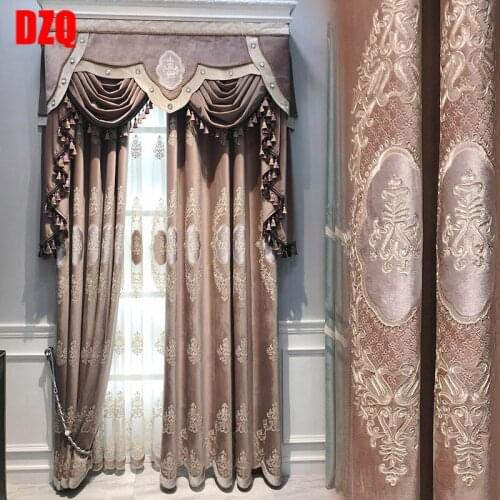 New European Italian flannel embroidered curtain customization French luxury living room bedroom French window customization