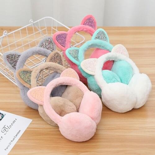 New Korea style Fur Warmer Earmuffs for Ear Cat with Glitter Shining Earcap Soft fluffy Earmuffs Ski protectionHeadband
