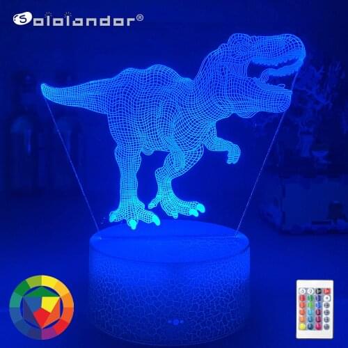 New 3D Dinosaur Night light LED 7 colors USB Button Acrylic optic lights decor Nights lamps kids gifts for baby child DIY design