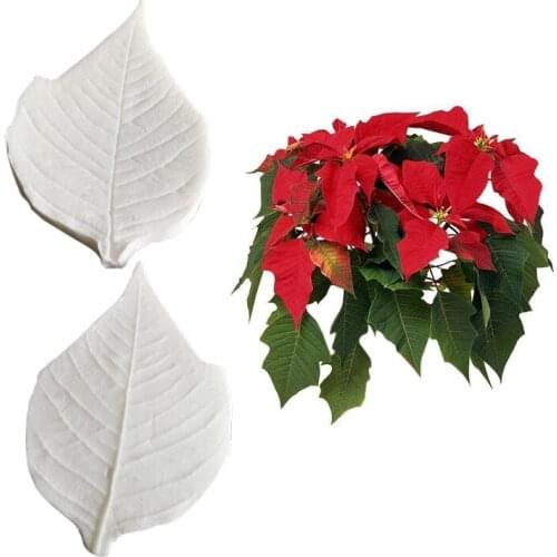 NEW Poinsettia Leaf Foliage Petal Veiner Silicone Mold Fondant Mould Cake Decorating Tool Chocolate Mold,Sugarcraft Tools M2438