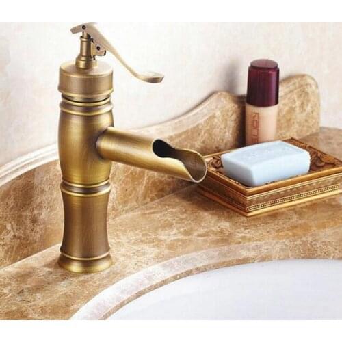 NEW "Water Pump Look" Style Vintage Retro Antique Brass Bathroom Sink Basin Mixer Tap Faucet One Hole Single Handle mnf045