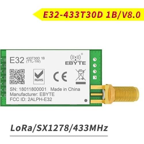 E32-433T30D Hot sales SX1278 LoRa module RF 433MHz UART SMA-K Antenna 30dBm 1W 8km long range Wireless Transceiver module DIP