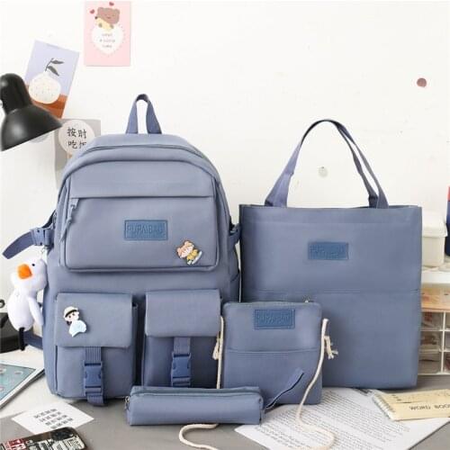 New 4 Sets/Pcs Woman Laptop Backpack School Backpacks Cute Schoolbag for Teenagers Girls Student Book Bag Female Satchel Kawaii