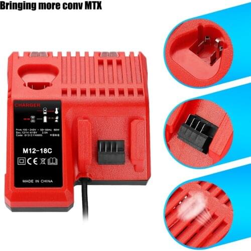 Replacement Power Tool Battery Charger For Milwaukee M12 12V 48-59-2401 48-11-2402 14.4v-18v Charger M18 EU Plug and USB Adapter