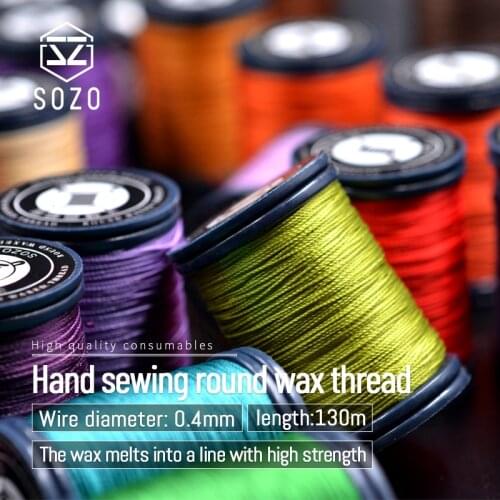 SOZO 0.4mm Hand Sewn Round Wax Thread Thread-String Handcraft Sewing Line 130m Leather Craft Work Tool