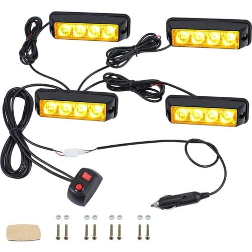 4 X 4 Truck LED Front Flasher, 18 Flashing Modes IP65 Emergency Side Warning Lights for 12/24V Tractor, Lorry, Forklift