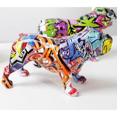Wholesale Graffiti Water Transfer Printing Resin Bulldog Home Decor