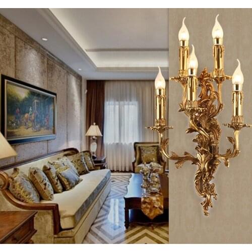 Vintage Wall Lamp Classical Candle Wall Sconces Luminaria Bedroom Light Luxurious Wall Light Hotel Villa Bedroom Bracket Lamp