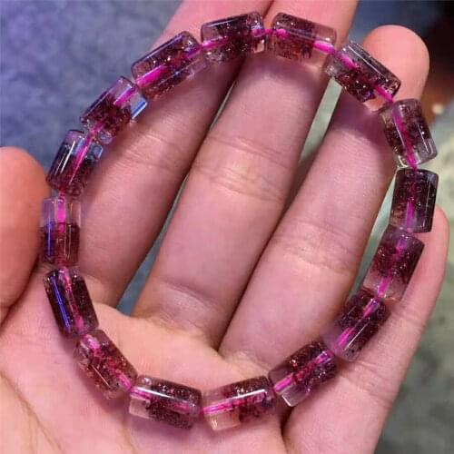 Top Quality Natural Lepidocrocite Quartz Red Super 7 Crystal 6.5mm Women Man Barrel Bead Stretch Bracelet AAAAA Certificate
