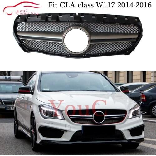 W117 AMG Grille Front Bumper Grills Mesh for Mercedes CLA class W117 C117 2014 - 2016 pre-facelift CLA180 CLA200 CLA250 CLA45