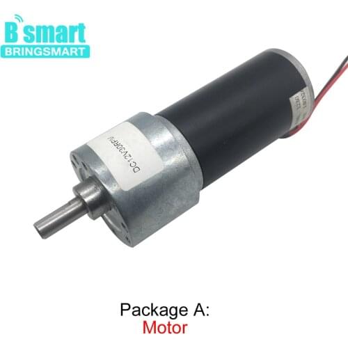 Bringsmart JGB37-3157 Slowdown Motor Large Torque DC Gearbox 12 Volt 24V Tubular Permanent Magnet Electric Motor 9-1280RPM