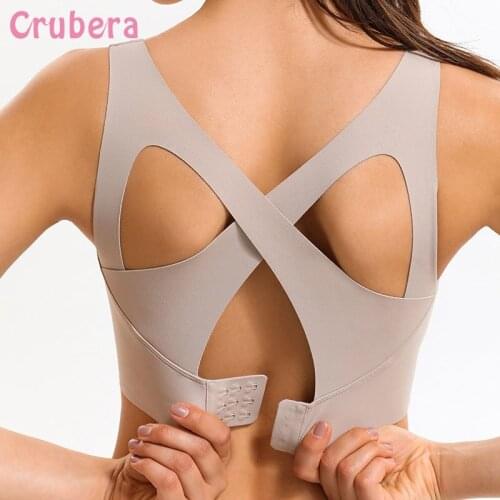 CRUBERA Sexy Workout Beautiful Back Gym Crop Top Fitness Padded Sports Underwear Women High Intensity Cross Back Running Bra