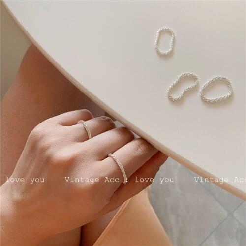 South Korea Retro Plain Circle Ring INS Wind Web Celebrity Chain Ring Fashion Temperament Commuter Party Sparkling Ring Woman