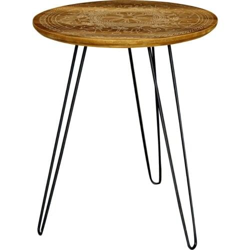 Coffee Table Walnut Laser Engraved Authentic Decorative Sofa Side Home Office Room Decor Multi-Purpose Useful Tables