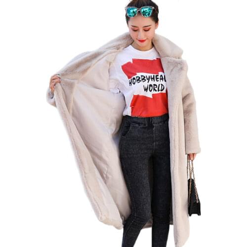 Winter Women Faux Fur Coat High Quality Long Faux Fox Fur Jacket Warm Loose Lapel Plush Coats Suede Cashmere Luxury Outcoat