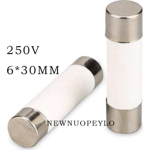 10Pcs 6*30 Fast blow Ceramic Fuse 6x30mm Fuse 250V 0.5A 1A 2A 3A 4A 5A 6A 8A 10A 12A 15A 16A 20A 25A 30A RO58