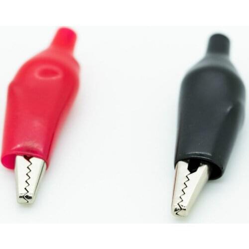 100 PCS/lot, L Size Metal Alligator Clip crocodile electrical Clamp Coated Testing Probe Meter 45MM Black & red Plastic Boot