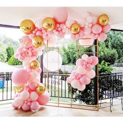 124 Pcs Pink Gold Balloon Garland Kit Macaron Metal Balloon Arch,Wedding Bridal Shower Birthday Party Baby Shower Decoration