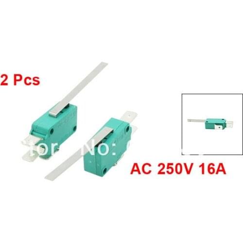 2 Pcs / Lot X AC 250V 16A SPDT Long Hinge Roller Lever Arm Miniature Micro Switch E-Switch 1 NO 1 NC KW3-0Z