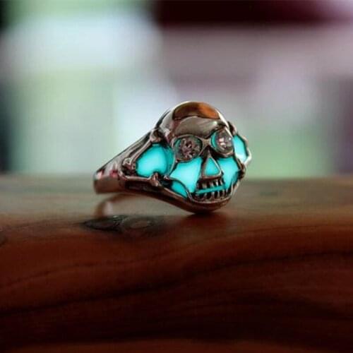 2021 New Arrival Glow Ring Skull Ring Men Women Glowing Ring Luminous Rings Punk Gift Glow In The Dark Jewelry Accessories